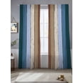 thumbnail image 5 of Blue Brown Semi Sheer Window Curtains 108 Inches Long, Farmhouse Wood Grain Vintage Vertical Striped Rod Pocket Voile Silky Chiffon Curtain Light Filtering Drapes for Living Room, 52"x108", 2 Panels, 5 of 9