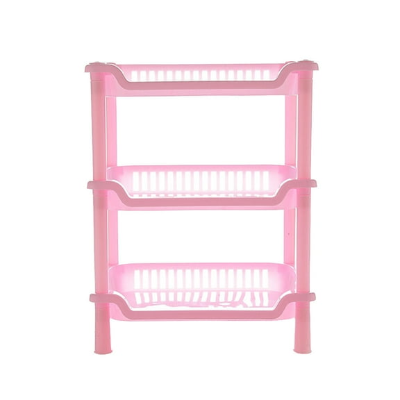 Raindrops Bathroom Countertop Organizer Pink Plastic 3-layers Detachable 1Pcs