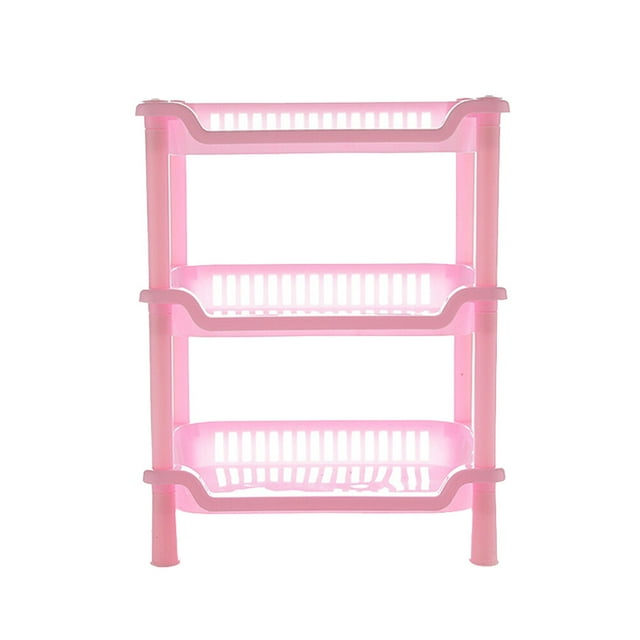 Shisuyan Square Storage Rack Detachable 3-layers Holder Kitchen Bathroom Rack (Pink)