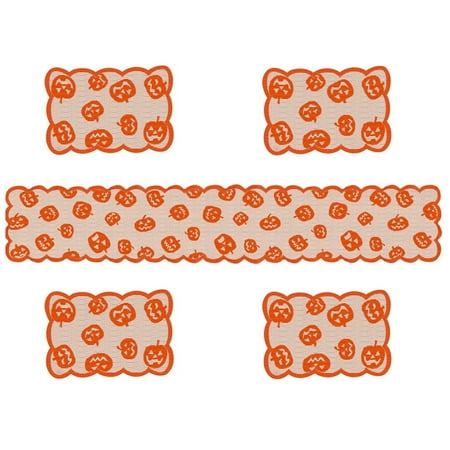 

Halloween Pumpkin Head Lace Table Runner Set Orange Party Table Decoration 230102