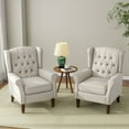 thumbnail image 7 of UIXE Wingback Chair Upholstered Armchair in Fabric Retro Wing Back Chairs for Living Room, Beige Tufted, 7 of 7