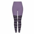 thumbnail image 2 of Aobny Gothic Women's Leggings Purple Striped Leggings Skinny Ankle High Waisted Stretch Active Pants for Women,M, 2 of 9
