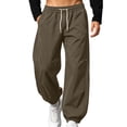 thumbnail image 2 of Afuyipoi Mens Jogger Pants Drawstring Elastic Waist Cuffed Ankle Casual Trousers Army Green Size L, 2 of 10