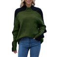 thumbnail image 4 of Frontwalk Sweaters For Women Winter Turtleneck Pullover Casual Rib Hem Knitted Sweater Long Sleeve Jumper Tops Army Green L, 4 of 9