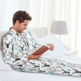 thumbnail image 6 of Susaid Winter Art Blue and Black Moose Print Men's Long Sleeve Pajama Set, Two-Piece Button-Down Loungewear PJs Set, Comfortable Sleepwear for Relaxation-X-Large, 6 of 7