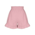 thumbnail image 4 of Grianlook Women Short Hot Pants Bermuda Summer Beach Shorts Drawstring Elastic Waist Casual Mini Pant Wide Leg Ladies Hawaii Ruffle Baggy With Pockets Pink S, 4 of 6