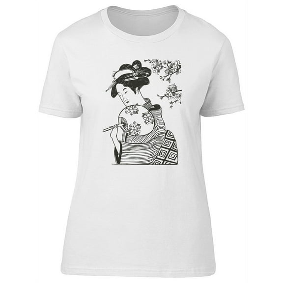 Japanese Geisha Hand Drawn T-Shirt Women -Image by Shutterstock, Female x-Large
