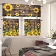thumbnail image 2 of Sunflower Kitchen Window Curtain Toppers and Valances Decor Wood Panel Rod Pocket Sunflower Curtains Set Window Treatment Letter Backdrop, 24 Inches, 2 of 5
