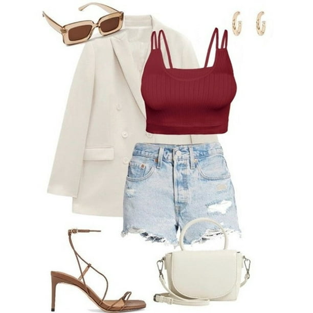 Pack 2 Crop Top Dama Blusa Gym Bralette Ombliguera Mujer Fin LOLE Crop Top