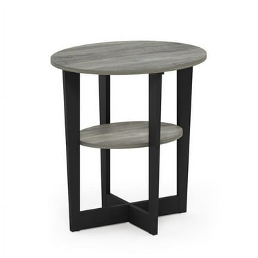 JAYA Oval End Table, French Oak Grey & Black