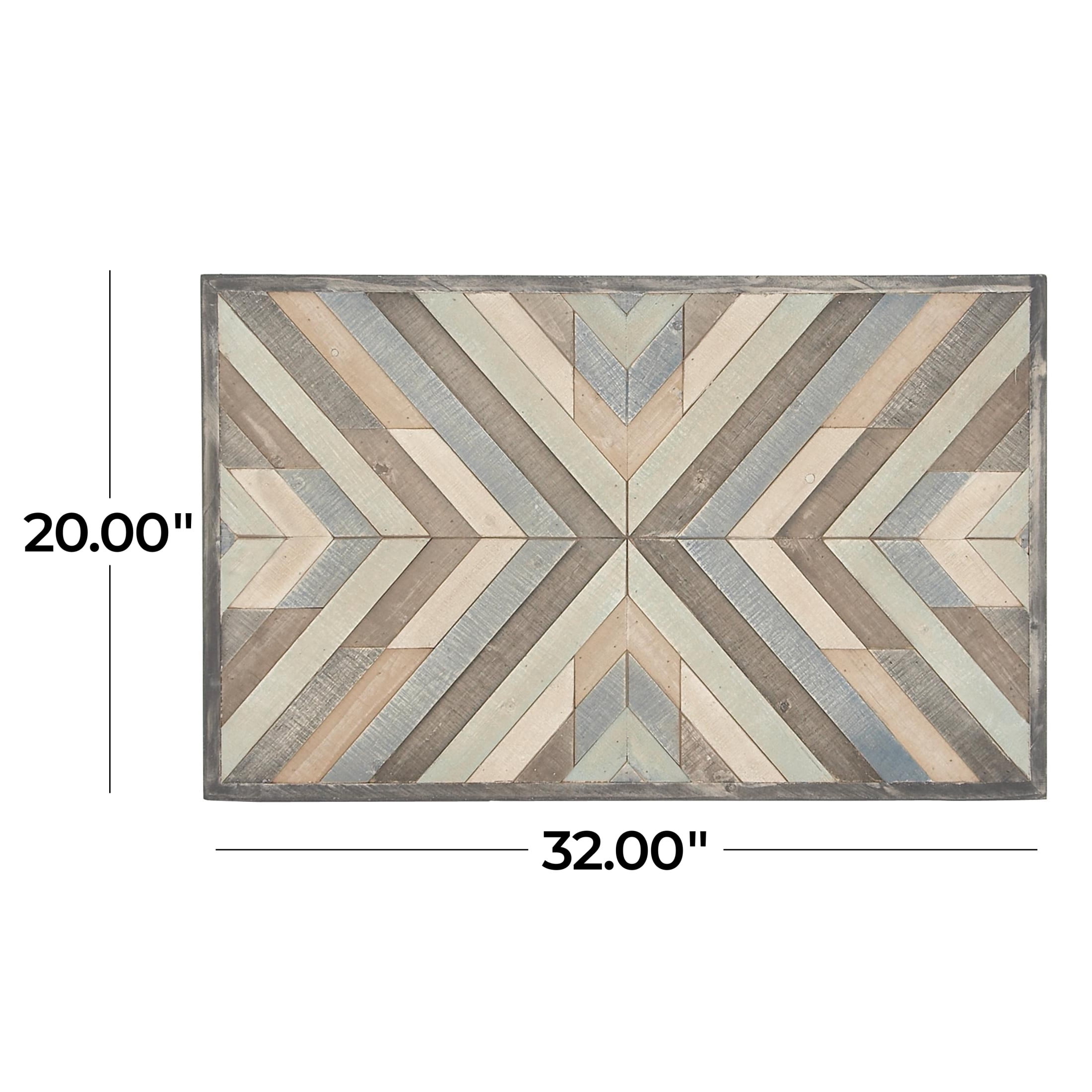 DecMode Multi Colored Wood Handmade Southwestern Inspired Arrow Panel Geometric Wall Decor with Blue Tones