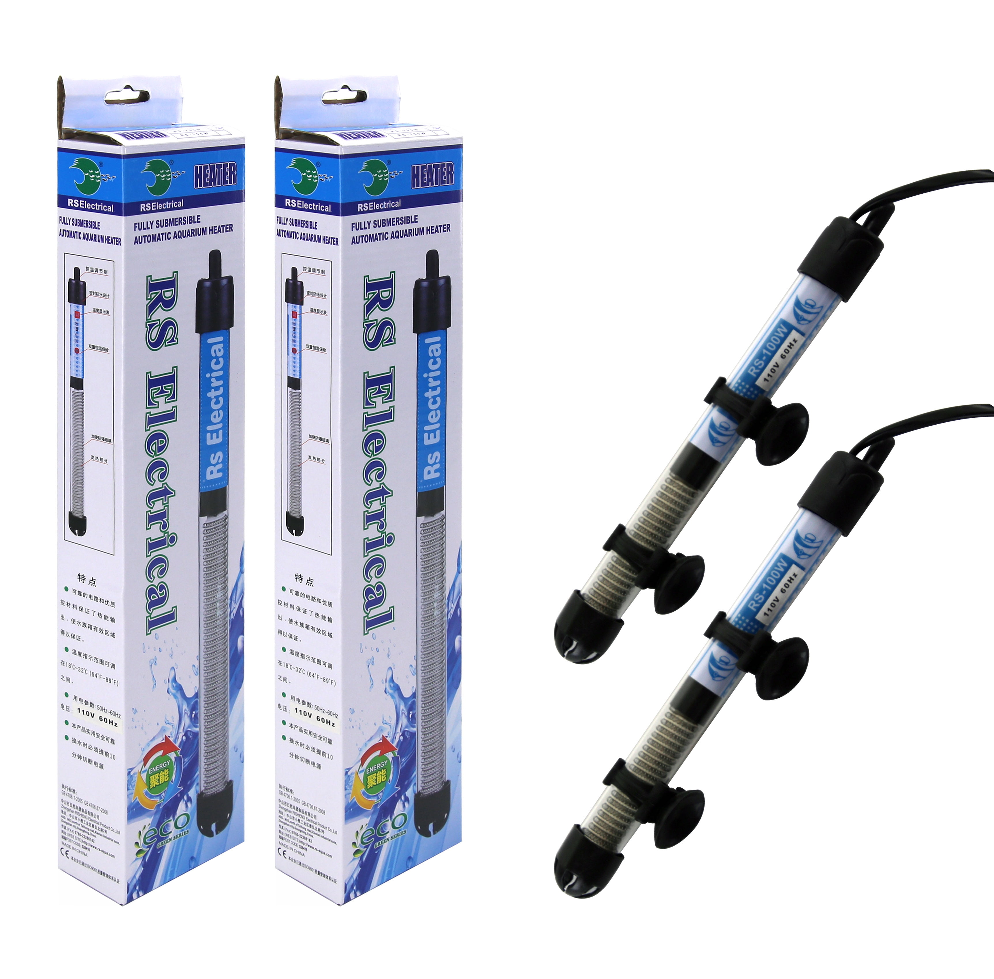 2 pieces Aquarium Heater Submersible AntiExplosion Fish Tank Water