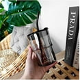 thumbnail image 2 of 13oz/400ml Tumbler Water Glass, Water Bottle with Straw and Lid Sealed Carry on, Glass Coffee Mug Iced Tea Cup Thick Wall Insulated Glass Cup (Gray), 2 of 12