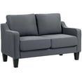 thumbnail image 1 of HOMCOM Loveseat Sofa, Linen Couch with Pocket Spring, Charcoal Grey, 1 of 10