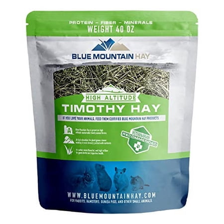 Blue Mountain Hay | 15 oz. Fresh Timothy Hay | Available in 15 oz. & 40 oz. Pouches | Nutritious, Delicious Timothy Hay for Rabbits, Guinea Pigs, Hamsters, Gerbils, Rats, and Other Small Pets