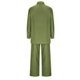thumbnail image 7 of BLOCLOALO 2 Piece Lounge Set Long Sleeve Collared Shirts Linen Summer Loose Wide Leg Pant Matching Set Plus Size Outfits Button Down Shirts Trendy Business Sets Comfortable Lounge Sets Green 3Xl, 7 of 7
