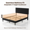 thumbnail image 4 of Zerduos Full Size Bed Frame with Headboard, Fully Upholstered Mattress Foundation Bedframe, Wooden Slats Support, No Box Spring Needed, Black, 4 of 7