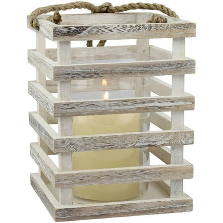 Candle House Crafts - Large Weathered White Beach House Candle Lantern