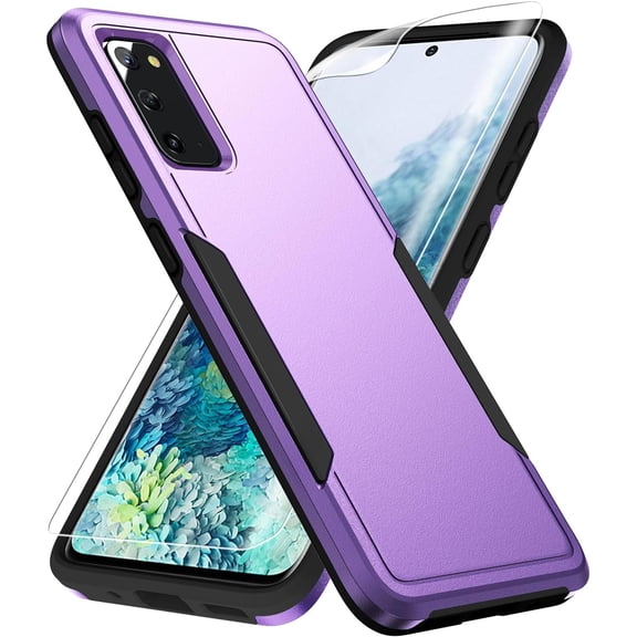 for Galaxy S20 Case,Samsung S20 Case,with Screen Protector [ Grade Drop Tested] Heavy-Duty Tough Rugged Shockproof Protective Case for Samsung Galaxy S20 6.2 inch, Purple