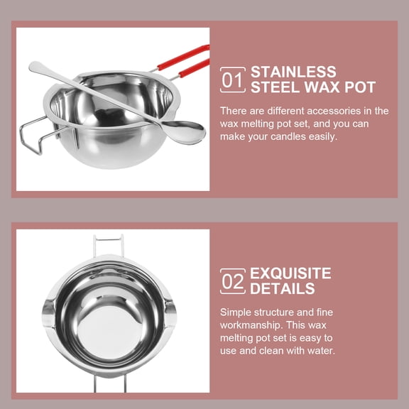 SEWCHICS Stainless Steel Wax Pot Wax Melt Pots with Lids 1 Set