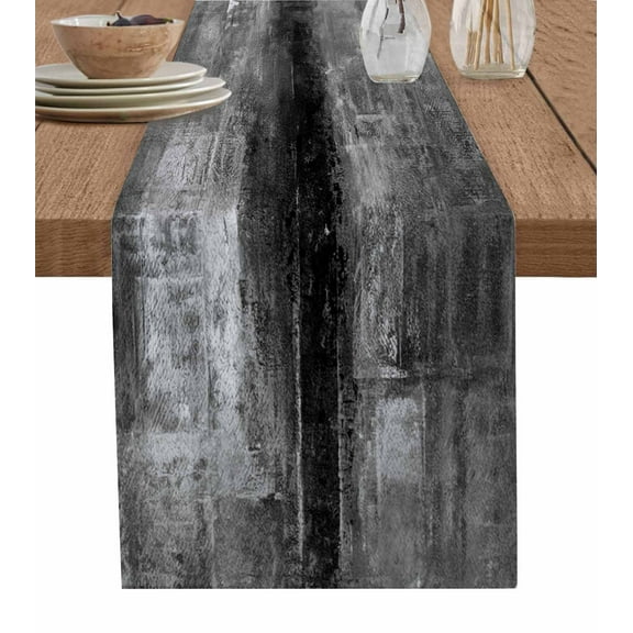 Table Runner Dresser Scarf 13 x 72 Inch Gray Abstract Art Graffiti Paint Style Table Runners Non-Slip Heat Kitchen Dining Table Decor for Indoor Outdoor Home Party Decoration