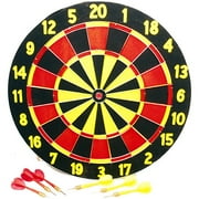 Angle View: Classic Games Collection TWO-SIDED DART BOARD WITH SIX TRU-FLIGHT DARTS