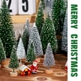 thumbnail image 5 of Ayieyill 30PCS Artificial Mini Christmas Trees, Mini Pine Tree Sisal Trees with Wood Base Bottle Brush Trees for Christmas Decorations Table Top Decor Winter Crafts Ornaments  (Green Silver White), 5 of 8