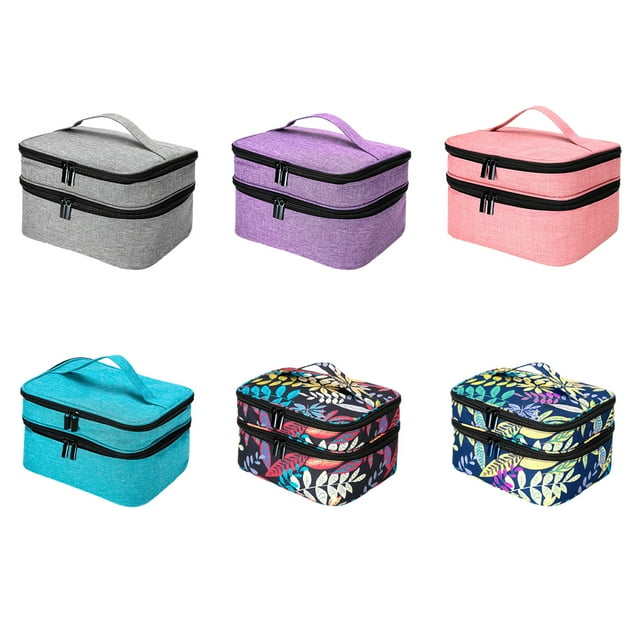 Becaristey Nail Polish Organizer Bag Sturdy Durable And Ready For Collection Made Black base leaf 1Set
