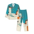 thumbnail image 1 of Fotbe Colorful Greek Windmills Pijama de Hombre con Estampado de Manga Larga, Conjunto de 2 Piezas, Ropa de Dormir Suave y Cómoda con Bolsillos-Medium, 1 of 7