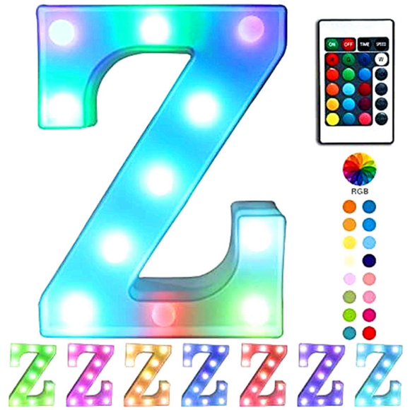 Qinwei Guirlande Lumineuse LED Colorée avec Télécommande, Lettres de Fête pour la Maison --- Multicolore Z