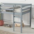 thumbnail image 5 of Jopath Twin Size Loft Bed, Rubber Wooden Loft Bed Frame with Ladder, Bed Platform of Strengthened Slats, Modern Low Loft Bed for Boys Girls, Grey, 5 of 8