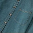 thumbnail image 4 of cfhntfmh Mens Denim Shirts Button down Long Sleeve Jean Shirts Stretch Casual Collared Work Shirts with Pocket(Green, XX-Large), 4 of 7