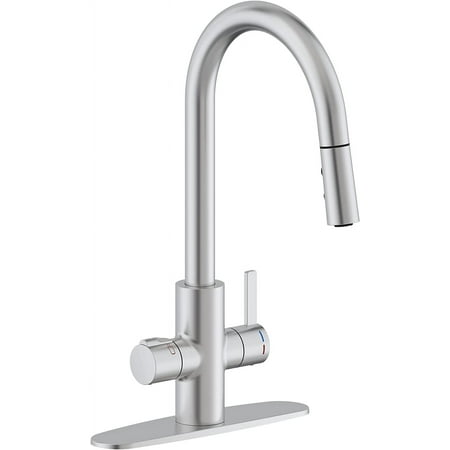 Westbrass 4 in 1 Kitchen Faucet with Dual Spray Mode Pull Down Retractable Sprayer Stainless Steel