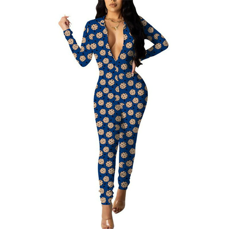 Women Sleepwear One Piece V Neck Button Up Cotton Pajama Jumpsuit Long  Sleeve Trouser Pants Night Wear Romper (Backwoods-purple, Small) at   Women's Clothing store