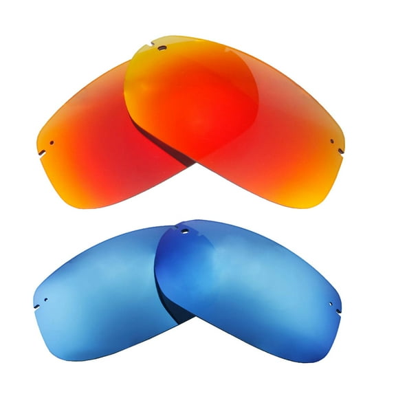 Walleva 2 Paris Polarized Replacement Lenses For Maui Jim Banyans Sunglasses-Fire Red   Ice Blue