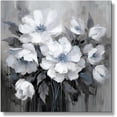 thumbnail image 2 of HFDF Bathroom Canvas Art, Gray and White Blue Flower Wall Decoration, 20x16inch Framed, 2 of 6