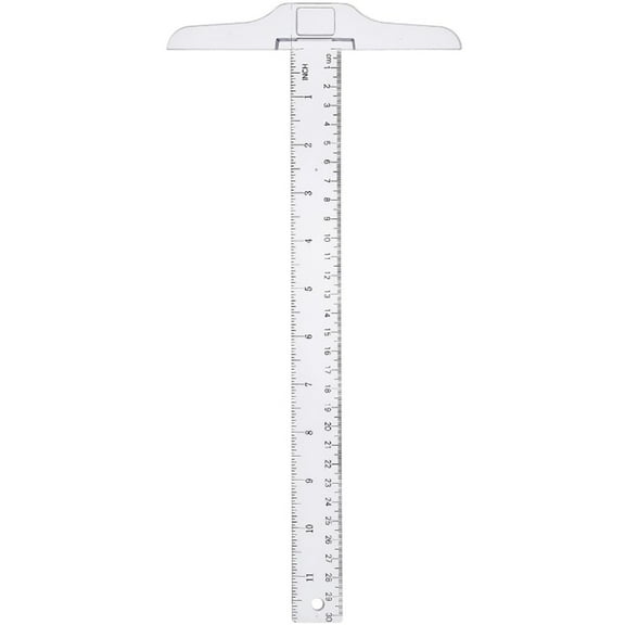 Junior T-Square Plastic Transparent T-Ruler 30cm/ 12 Inch for Drafting & Art Framing 1pc