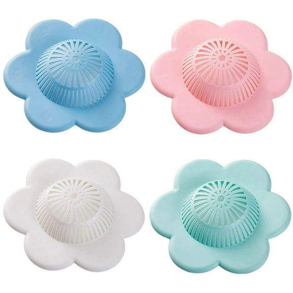 Drain Cover - Hair Catcher - Silicone Hair Stopper Shower - With Suction Cups Suit for Bathroom Bathtub and Kitchen (4 Pack)