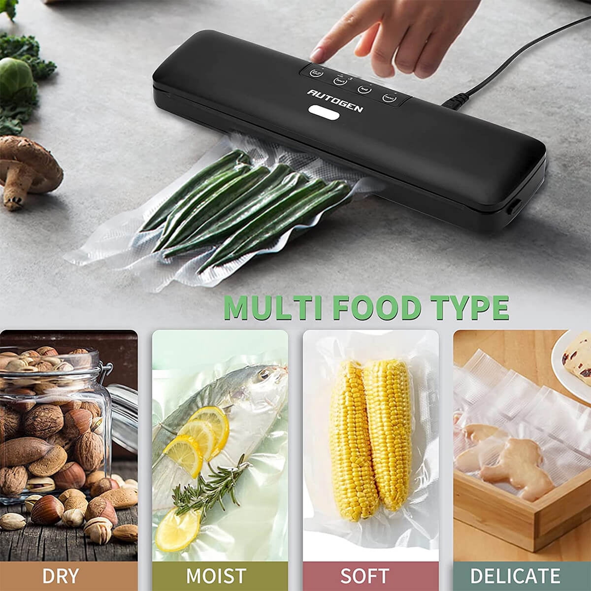 AUTOGEN Vacuum Sealer Machine Food Vacuum Sealer with Built-in Air Sealing System