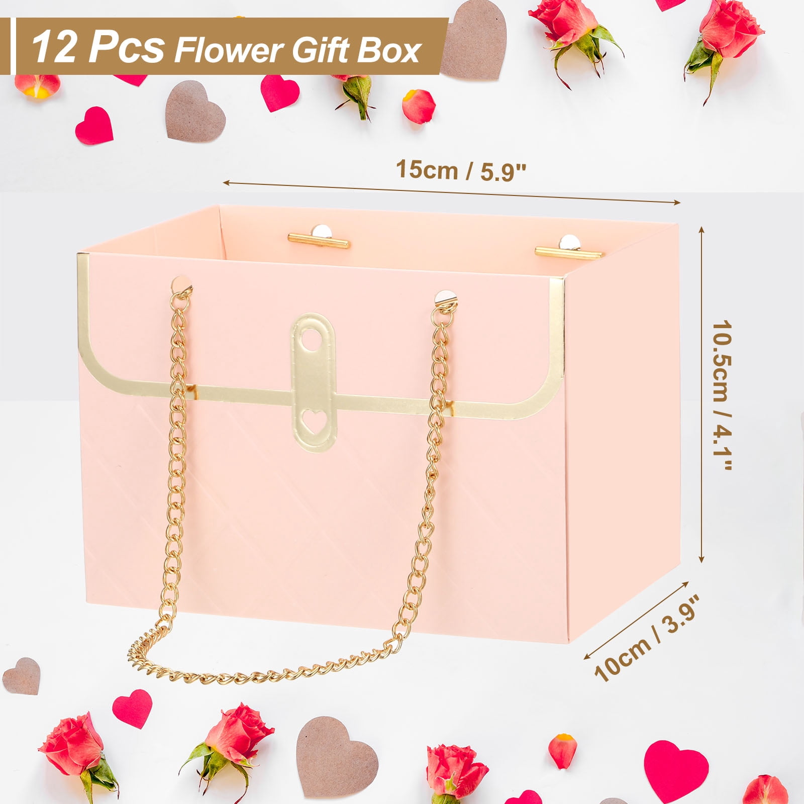 Unique Bargains Flower Gift Box, Paper Bouquet Flower for All Occasions Pink, Black, White