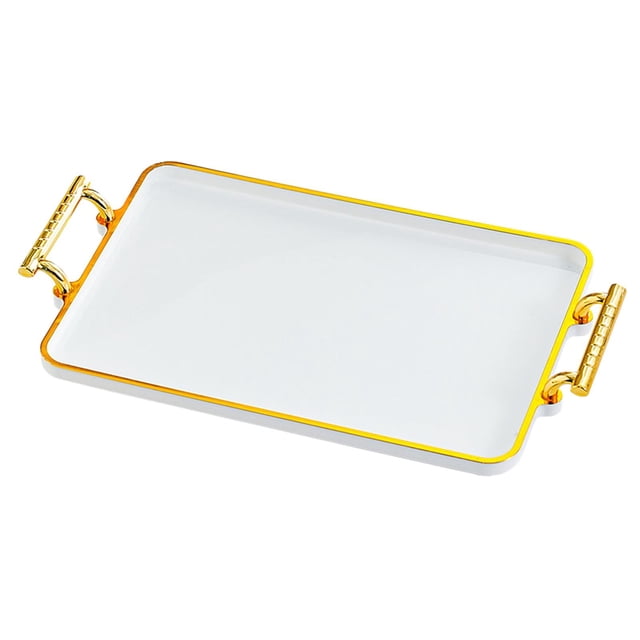 Bandeja para servir comida, bandeja rectangular con asas, bandeja nórdica para guardar joyas, para oficina, hotel, salón de belleza, cocina blanca