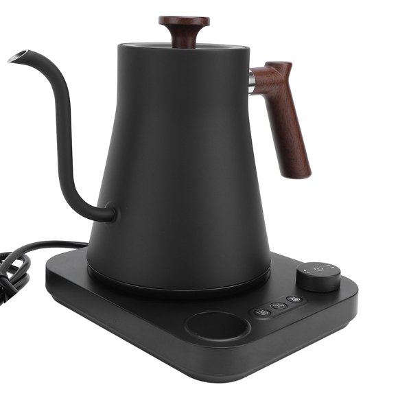 Hervidor Eléctrico Con Cuello de Cisne, Hervidor de Agua de Acero inoxidable de 0,9 L de 1200 W, Hervidor para Café y Té, Caldera de Agua Caliente, Temporizador de Soporte