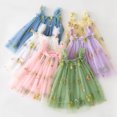 thumbnail image 4 of Vdoaml Toddler Sleeveless Princess Dress Little Girls Spaghetti Strap Tulle Sundress Kids Floral Flowy Skirt 18-24 Months Yellow, 4 of 4