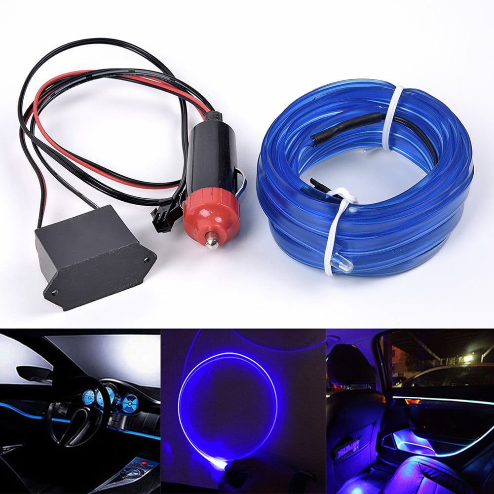 4M Blue Car LED Optical Fiber Light Door Decorative Atmosphere Universal 12V 