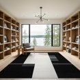 thumbnail image 2 of ODIKA 9'x12' Black Contemporary Geometric Pile Washable Area Rug Subtle Brushstroke Marks Asymmetric Modern Flat Design Non-Shedding, Easy Care for Master Suite, California King, Under Bed, 2 of 7