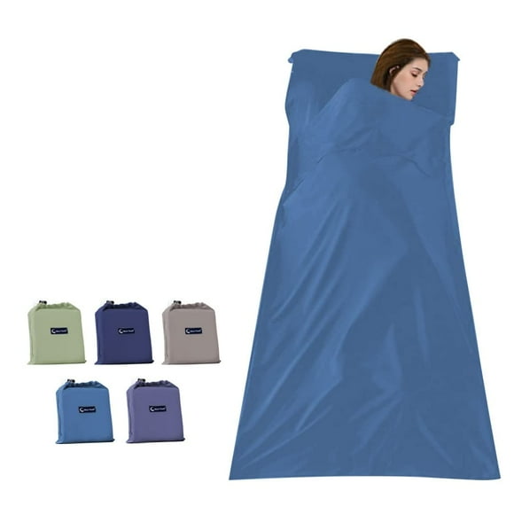 Doublure de Sac de Couchage Compacte, Drap de Voyage Léger, Draps de Camping, Sac de Couchage, Draps de Pique-Nique, Hôtel, Doublure de Sac de Couchage Bleu 45 X 82.6 Pouces (115 X 210Cm)