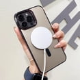 thumbnail image 3 of Matte plating camera frame magnetic charging phone case for iPhone 16 15 14 13 12 11 Pro Max magsafe shockproof hard back cover Blue For iPhone 16 Pro, 3 of 6