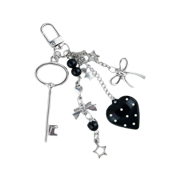 lixuesong Fashionable Heart and Bowknot Bag Charm Keyring Portable Sturdy Alloy Accessory for Ladies and Trendy Women