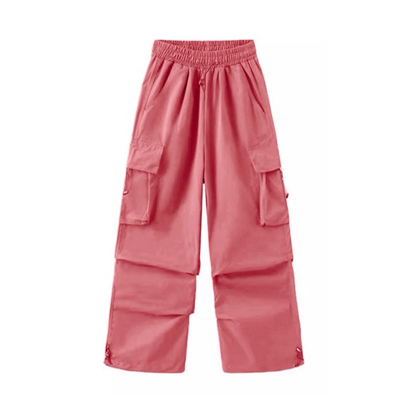 GYRATEDREAM Girls Cargo Pants Wide Leg Streetwear SweatPants with Pockets Causl Trendy Jogger Trousers 6-14 Years