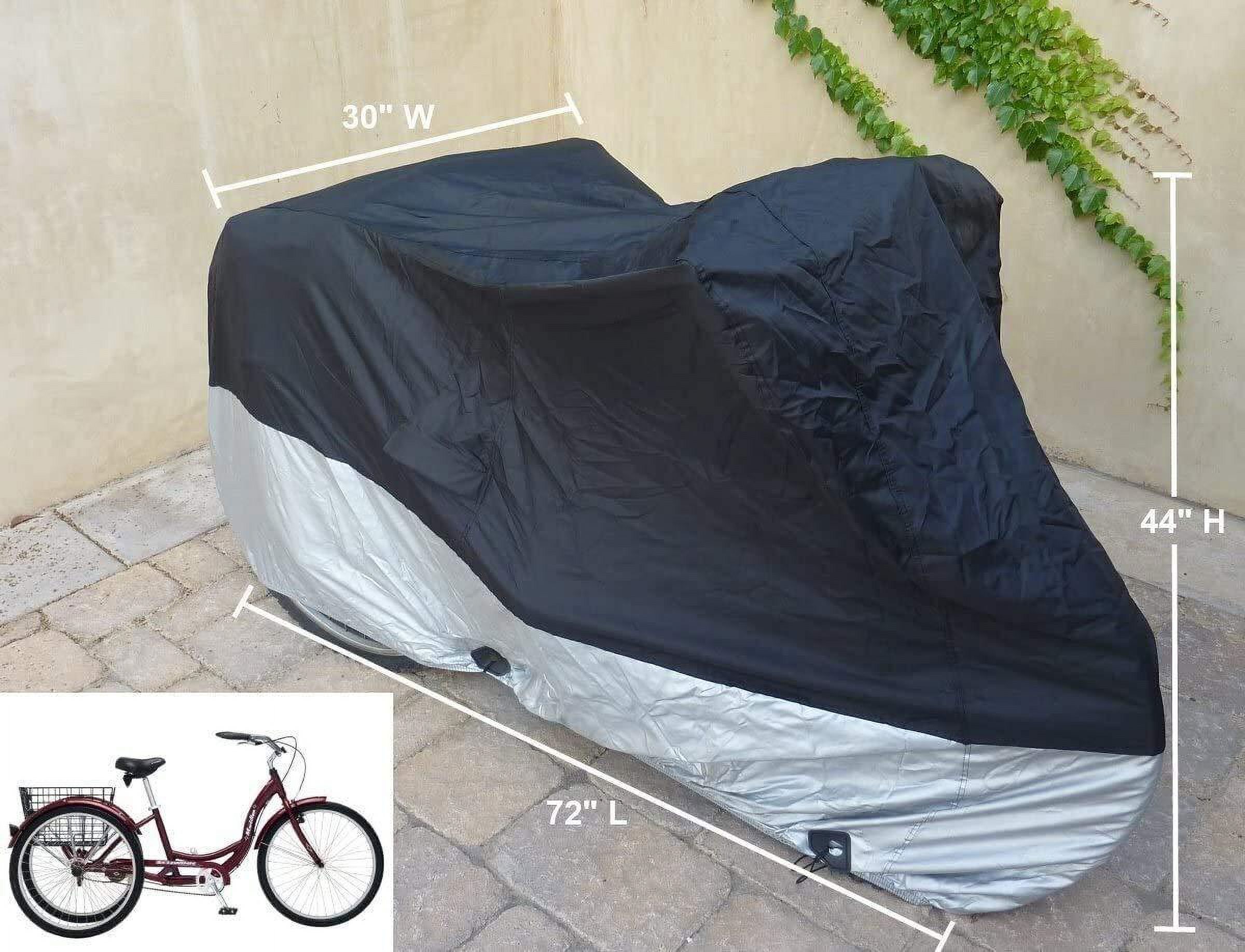 Bike Cover, Outdoor Waterproof and UV Protected Bike Cover, Adult Tricycle Cover Motorcycle Covers with Storage Bag for Mountain Road E-Bikes (86x37x43 Inches)